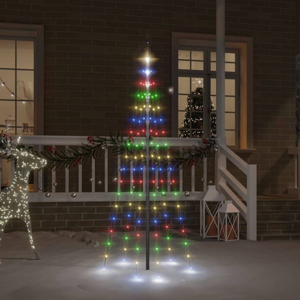vidaXL Vianočný stromček na tyč 108 farbených LED 180 cm