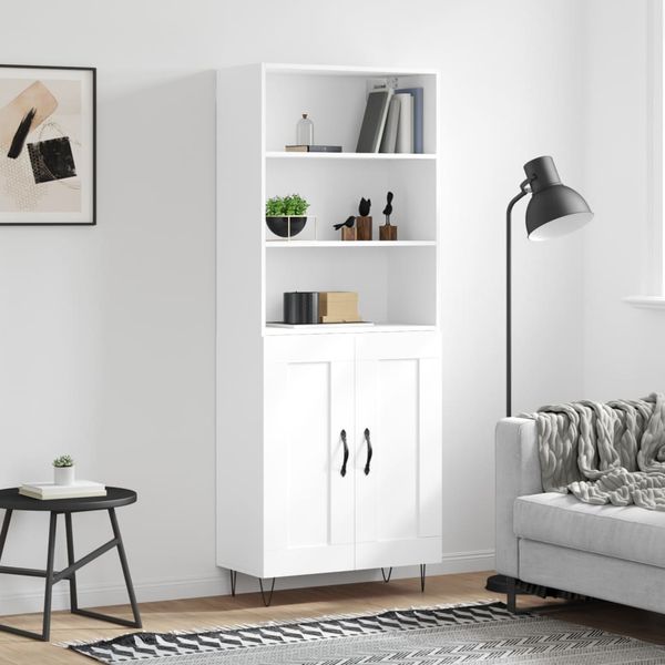 vidaXL Vysoká skrinka biela 69,5x34x180 cm spracované drevo