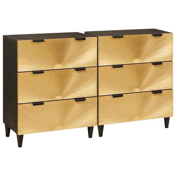 vidaXL Komoda set 2 pcs Čierna a mosadz 120 x 33 x 75 cm