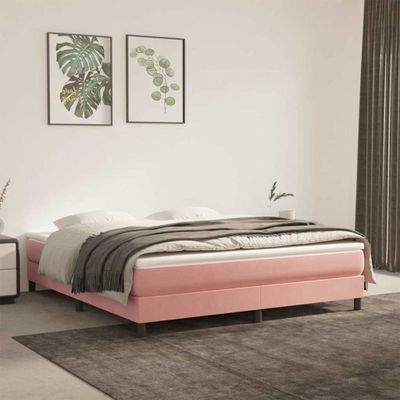vidaXL Posteľný rám boxsping s matracom ružový 180x200 cm zamat