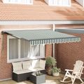 vidaXL Rám markízy Zelená a biela 350 x 250 cm Polyester s PU povrchom