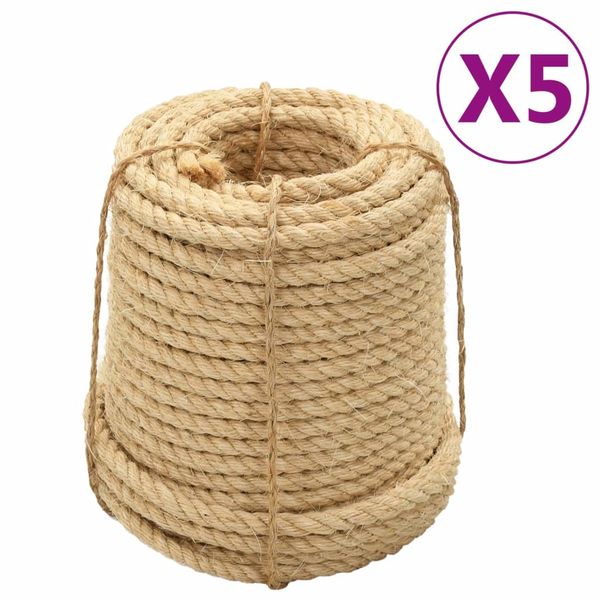 vidaXL Sisalové laná 5 ks 20 mm 100 m