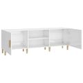 vidaXL TV stolík lesklý biely 150x30x50 cm spracované drevo
