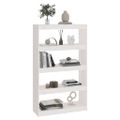 vidaXL Knižnica/deliaca stena biela 80x30x135,5 cm masívna borovica