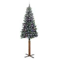 vidaXL Úzky vianočný stromček s 300 LED-i so stojanom Zelená 210 cm