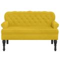 vidaXL Lavička s operadlom žltá 119,5x64,5x75 cm zamat