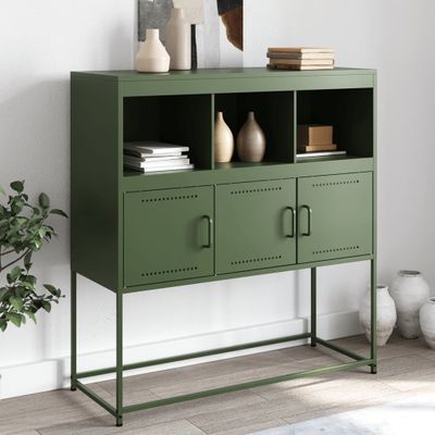 vidaXL Komoda olivovozelená 100,5x39x107 cm oceľ