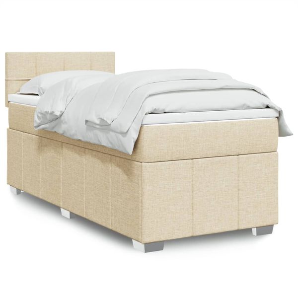 vidaXL Posteľný rám boxsping s matracom krémový 80x200 cm látka