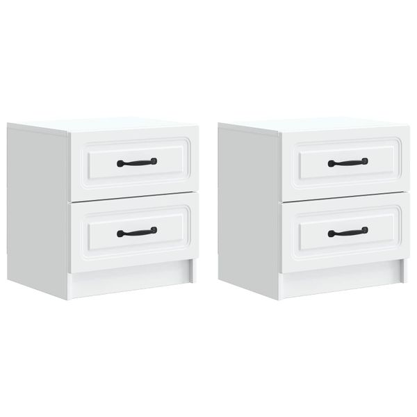 vidaXL Nočný stolík 2 pcs Biela 43 x 34,5 x 44,5 cm Kompozitné drevo