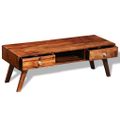 TV stolík z dreveného masívu akácia s 2 zásuvkami, vintage, 40 cm