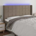 vidaXL Čelo postele s LED sivohnedé 183x16x118/128 cm látka