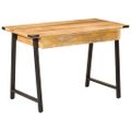 vidaXL Stolík so zásuvkami 105x55x70 cm mangovníkový masív a železo