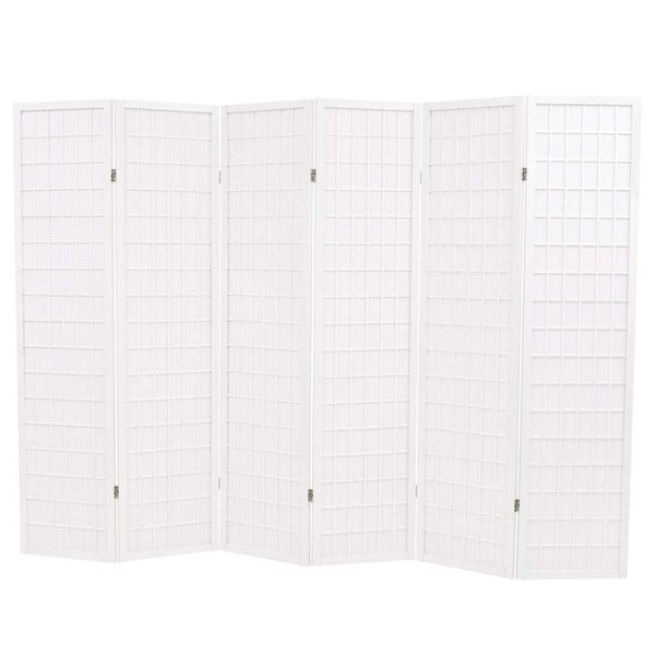 vidaXL Skladací paraván so 6 panelmi, japonský štýl 240x170 cm, biely