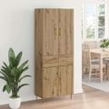 vidaXL Highboard Remeselný dub 69,5 x 34 x 180 cm Kompozitné drevo