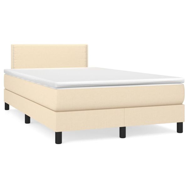 vidaXL Boxspring posteľ s matracom krémová 120x190 cm látka