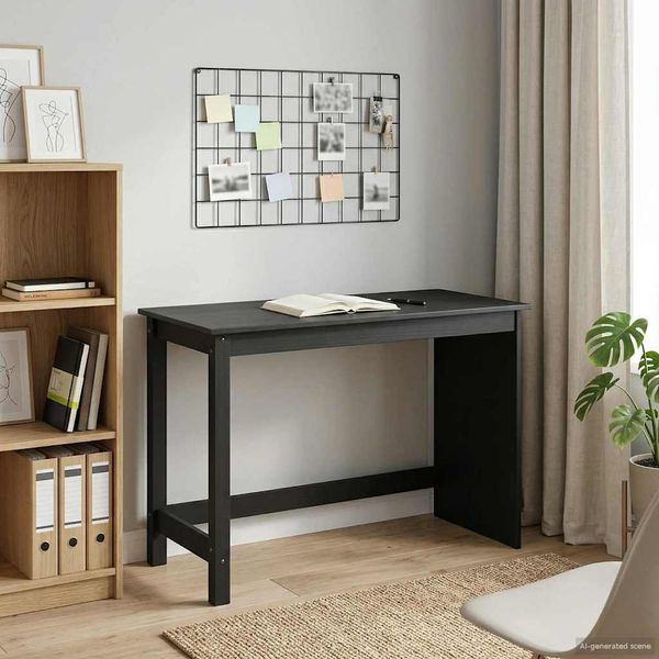 vidaXL Stôl Čierna 112 x 50 x 75 cm Masívne borovicové drevo