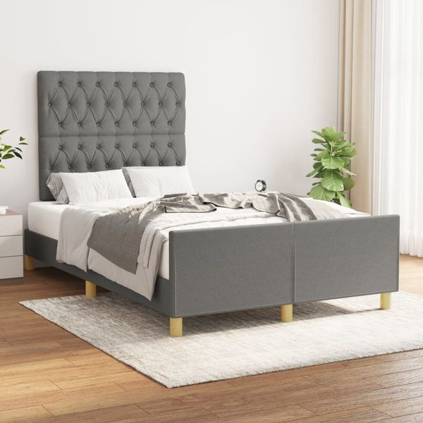 vidaXL Posteľ bez matraca tmavosivá 120x200 cm látka