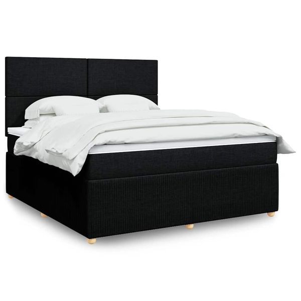 vidaXL Posteľný rám boxspring s matracom čierny 180x200 cm látka