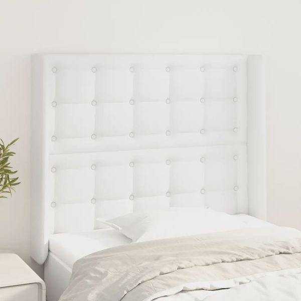 vidaXL Čelo postele so záhybmi biely 103 x 16 x 118/128 cm umelá koža