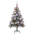 vidaXL Umelý vianočný stromček Zelená a biela 120 cm PVC, kov a plast