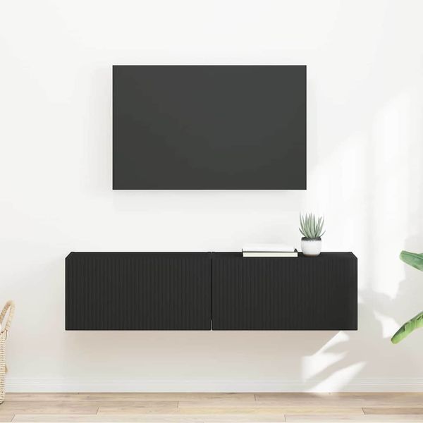 vidaXL TV nástenná skriňa Nástenný 2 pcs Čierna 60 x 31 x 29,5 cm