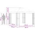 vidaXL Altánok 3 x 3 m Vínovo červená Polyester a oceľ 190 gsm
