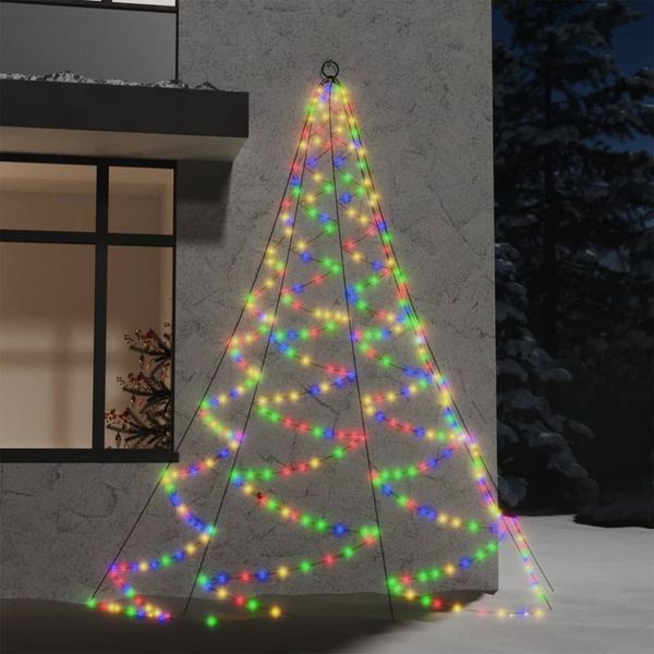 vidaXL Nástenný stromček s háčikom 260 LED, farebný 3 m, dovnútra/von