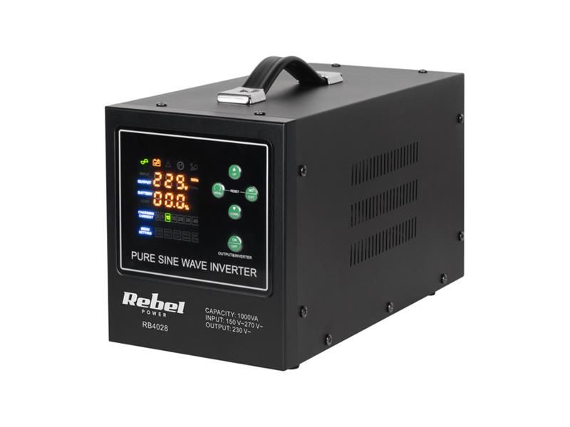 Zdroj záložný REBEL POWER-1000-LFP4 12V 230V 1000VA 700W Black