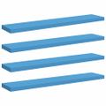 vidaXL Plávajúce nástenné police 4 ks modré 120x23,5x3,8 cm MDF