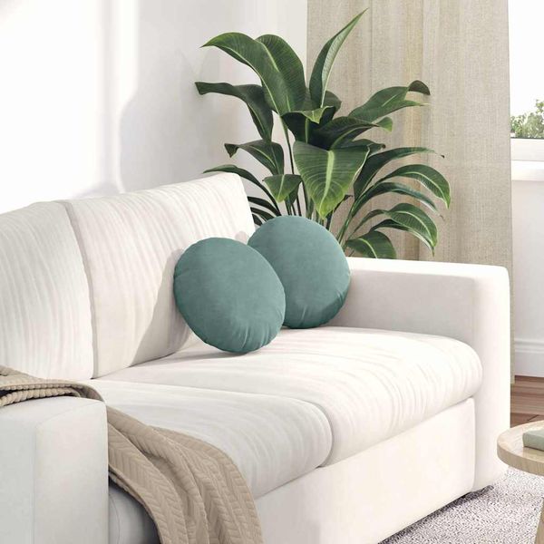 vidaXL Vankúše na sedenie 2 pcs Morská zelená Ø30 x 13 cm Zamat