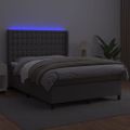 vidaXL Boxspring posteľ s matracom a LED sivá 140x190 cm umelá koža