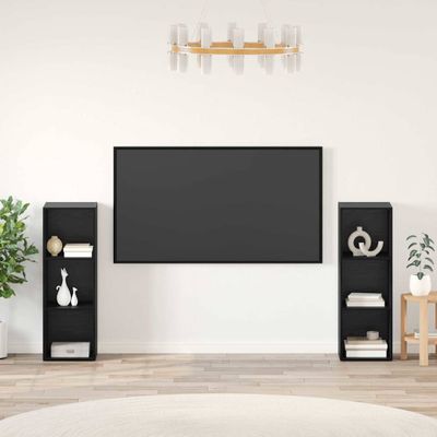 vidaXL Zostava TV skriniek Nástenný 2 pcs Čierny dub 107 x 35 x 37 cm