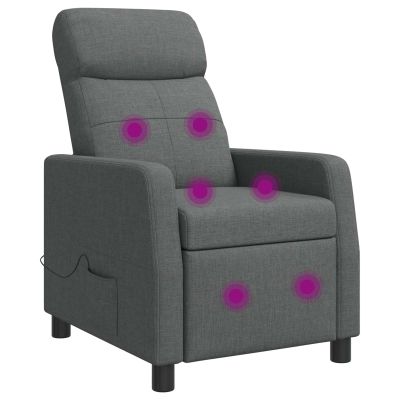 vidaXL Masážne relaxačné kreslo Tmavosivá Látka
