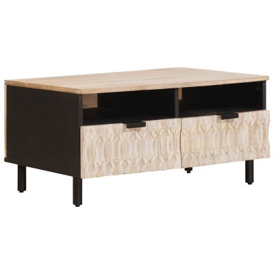 vidaXL Konferenčný stolík Biela 80 x 54 x 40 cm Masívne mango drevo