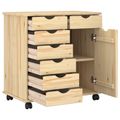 vidaXL Koliesková skriňa 63,5 x 39 x 65,5 cm Masívne borovicové drevo