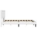 vidaXL Rám postele s LED pásikmi Biela 160 x 200 cm Umelá koža