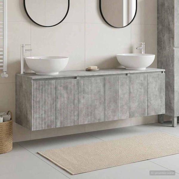 vidaXL Set kabinetov do kúpeľne 3 ks Betónovo sivá 49,5 x 44,5 x 65 cm