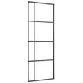 vidaXL Posuvné dvere s kovaním čierne 76x205 cm ESG sklo