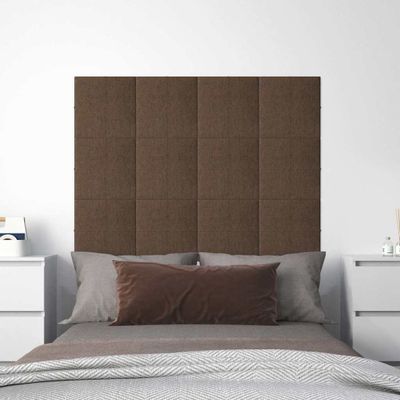 vidaXL Nástenné panely 12 ks hnedé 30x30 cm látková 1,08 m²