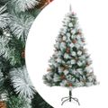 vidaXL Umelý výklopný vianočný stromček so šiškami a bobuľami 210 cm