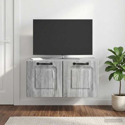vidaXL Nástenná TV skrinka Nástenný Sivá sonoma 59,5 x 41 x 30 cm