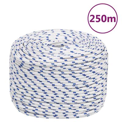 vidaXL Lodné lano biele 8 mm 250 m polypropylén