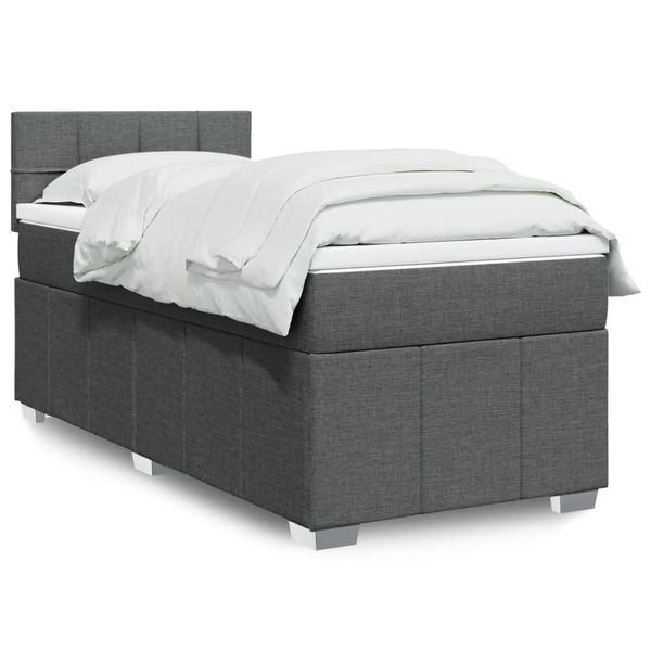 vidaXL Boxspring posteľ s matracom tmavosivá 90x190 cm látka