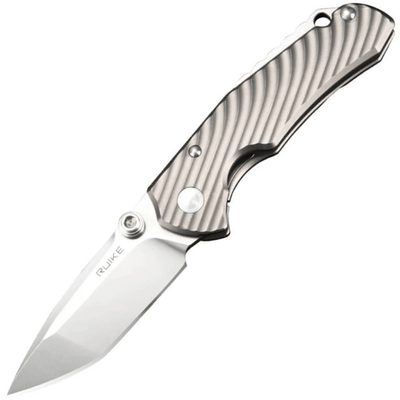 Ruike M671-TZ vreckový nôž 7 cm, Bead Blasted, šedá, titán