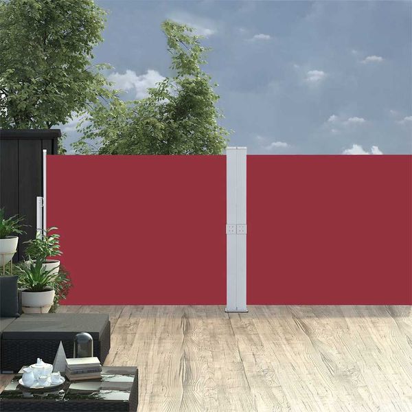 vidaXL Zaťahovacia bočná markíza na terasu 140x1200 cm, červená