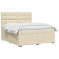 vidaXL Posteľ boxspring s matracom Krémová 140 x 190 cm Látka