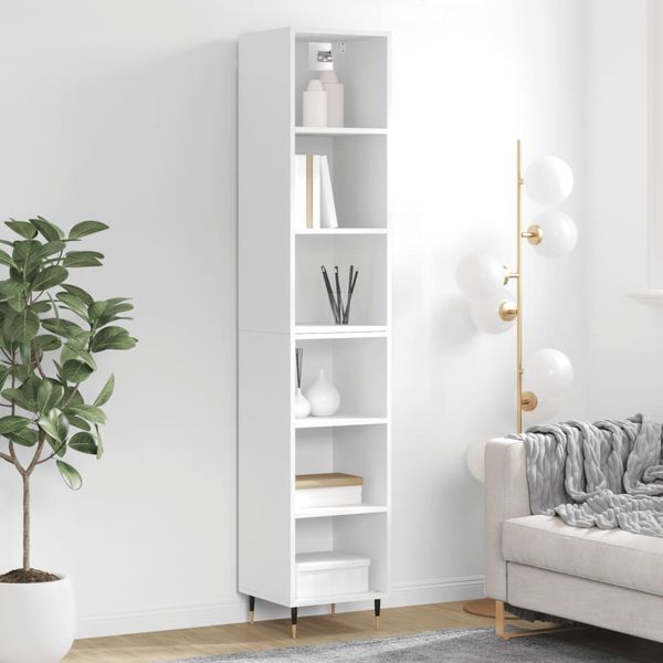 vidaXL Vysoká skrinka biela 34,5x32,5x180 cm spracované drevo