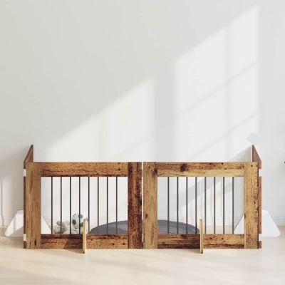 vidaXL Brána pre psov so stojanmi 4 pcs Staré drevo 80 x 60 cm