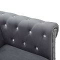 vidaXL Pohovka Chesterfield v tvare L, zamat 199x142x72 cm, sivá