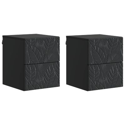vidaXL Nástenná nočná skrinka 2 pcs Čierna 34,5 x 33 x 40 cm